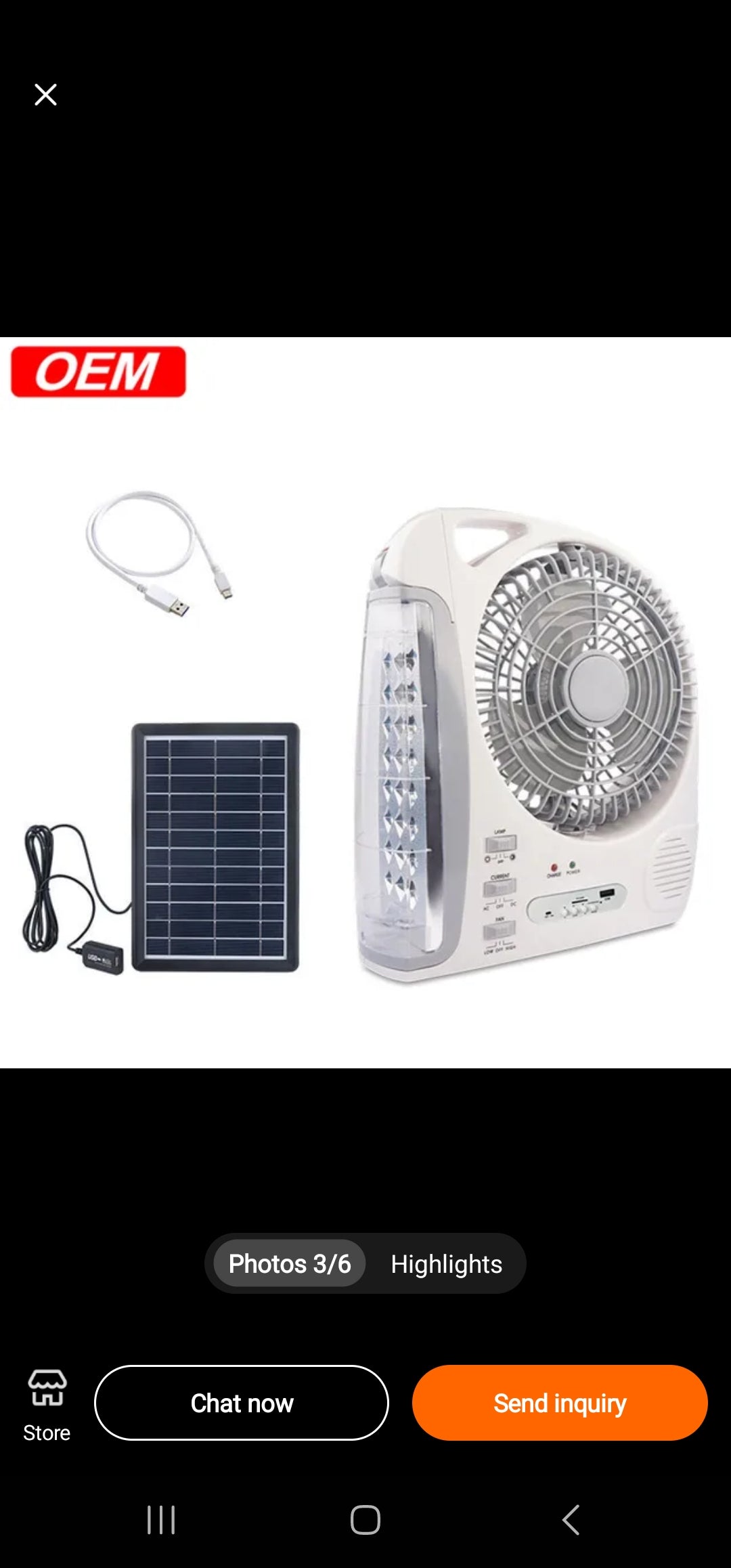 6 In 1 Rechargeable Solar Fan