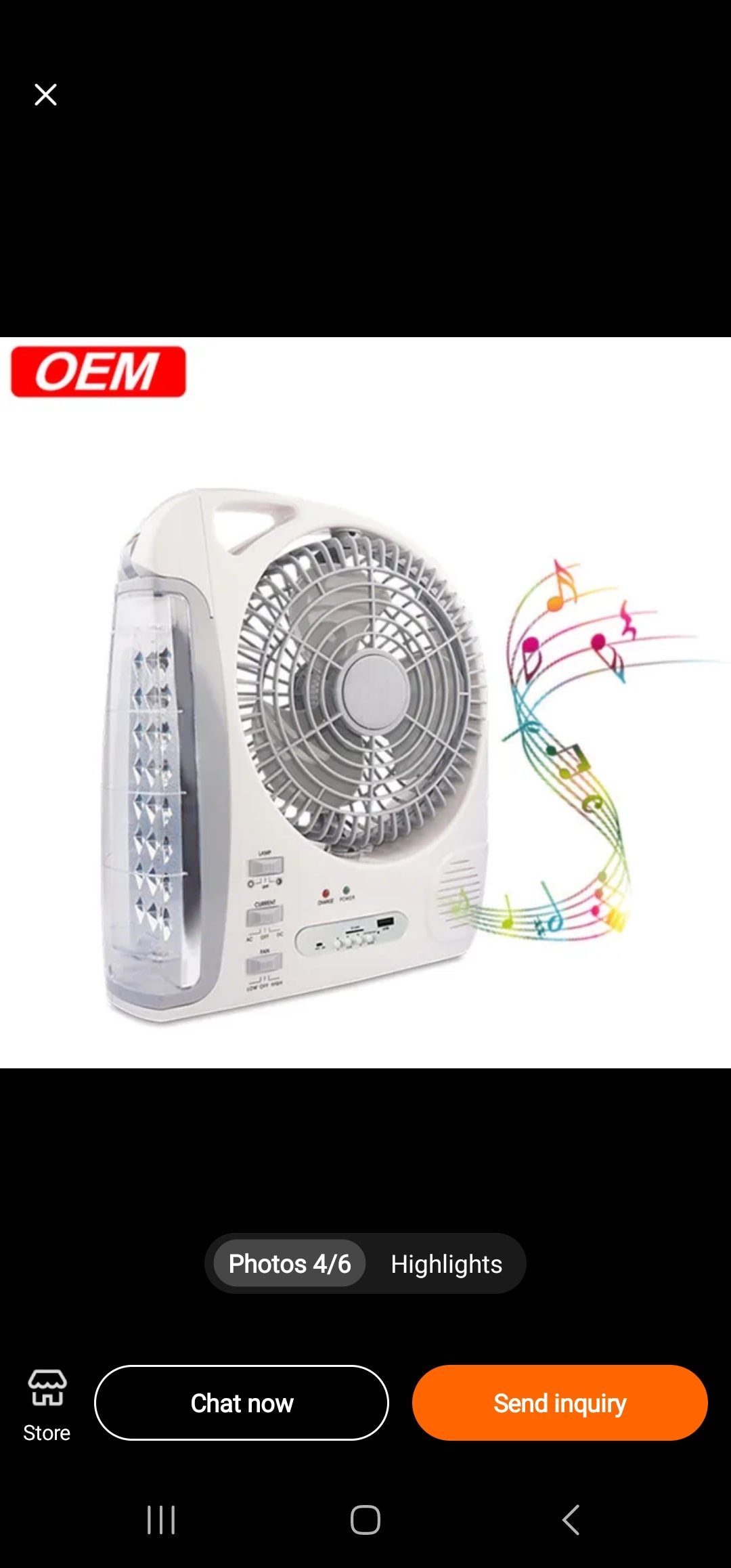 6 In 1 Rechargeable Solar Fan
