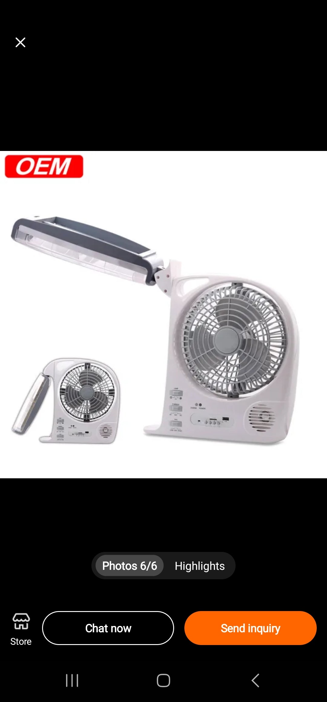 6 In 1 Rechargeable Solar Fan