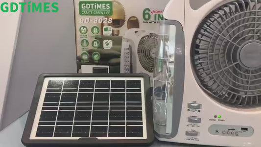 6 In 1 Rechargeable Solar Fan